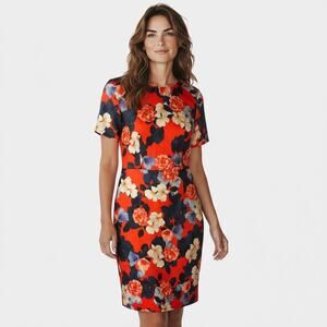 J.Crew Collection Silk Wool Floral Sheath Dress Red Size 6 NWT